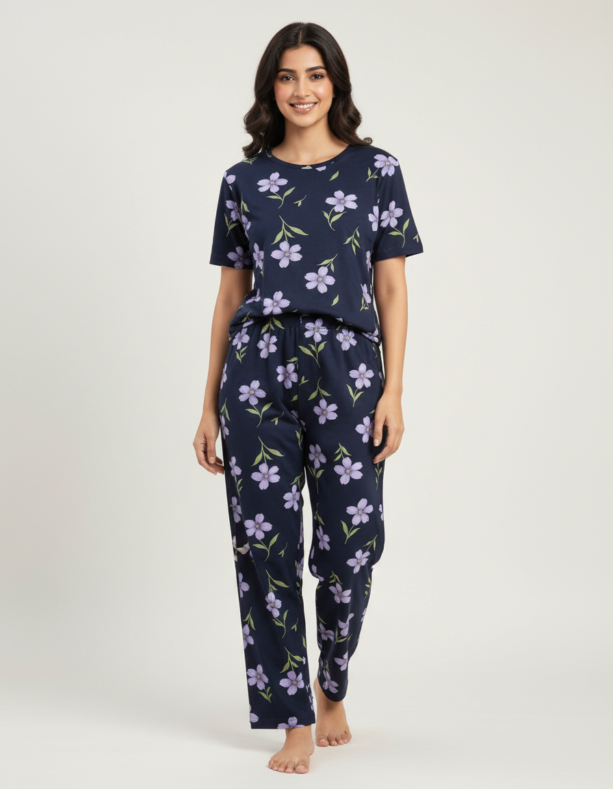 Navy Flower Co-Ord Set